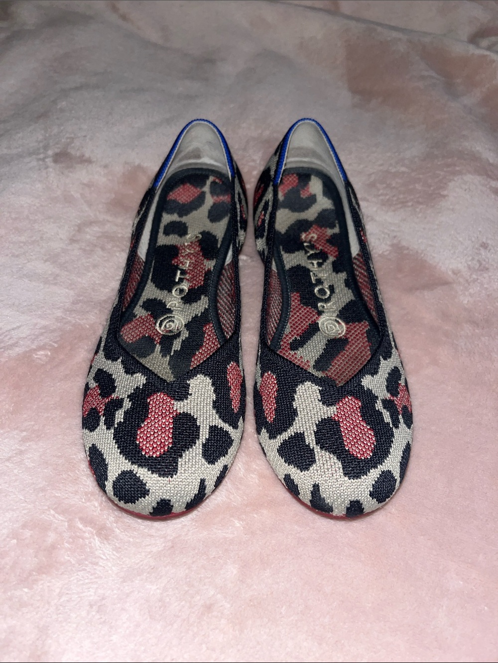 Rothy's Leopard Knit Ballet Flats in Black, Beige & Red